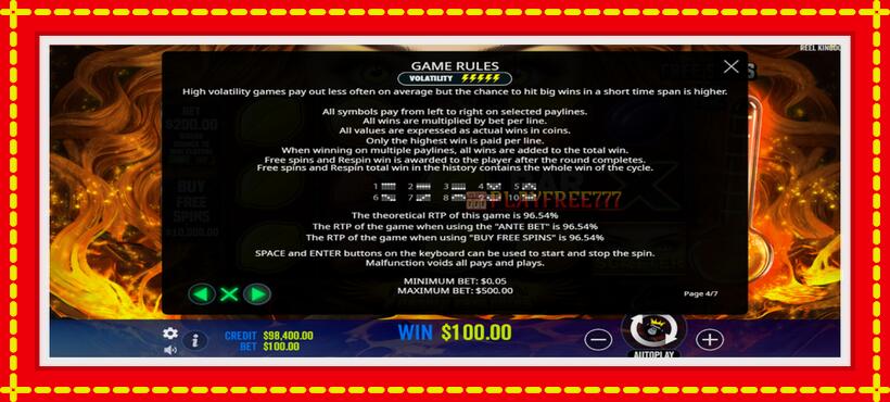 Slot machine Hot to Burn - 7 Deadly Free Spins with access to free game online, picture 7