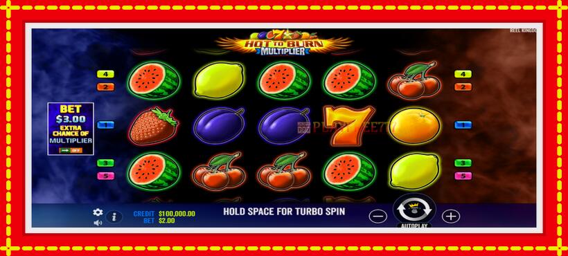 Slot machine Hot to Burn Multiplier with access to free game online, picture 2