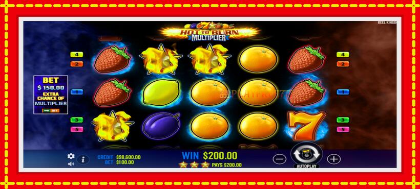 Slot machine Hot to Burn Multiplier with access to free game online, picture 3