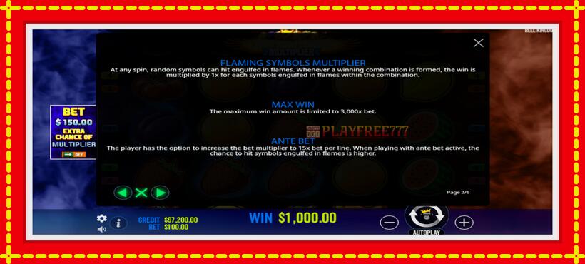 Slot machine Hot to Burn Multiplier with access to free game online, picture 6