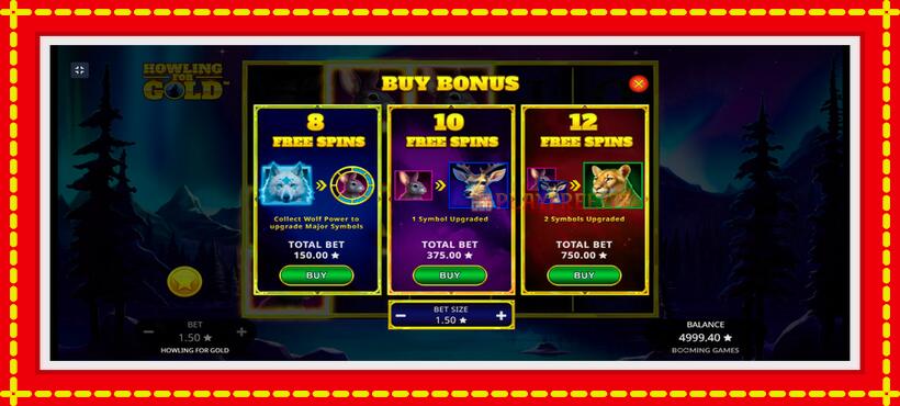 Slot machine Howling for Gold with access to free game online, picture 5