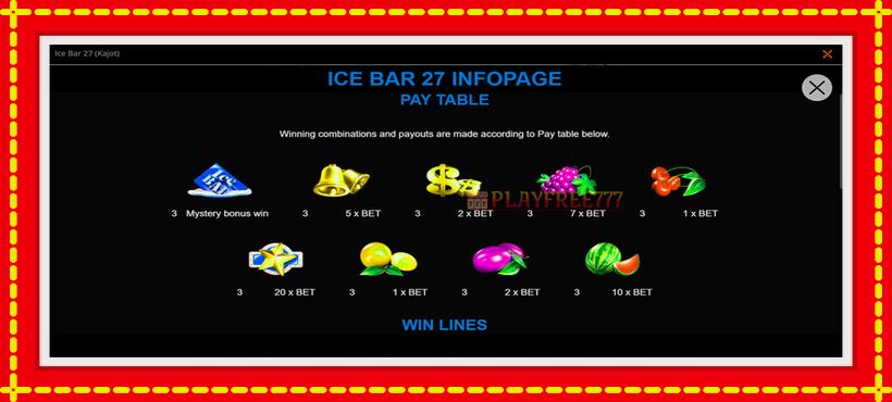 Slot machine Ice Bar 27 with access to free game online, picture 2