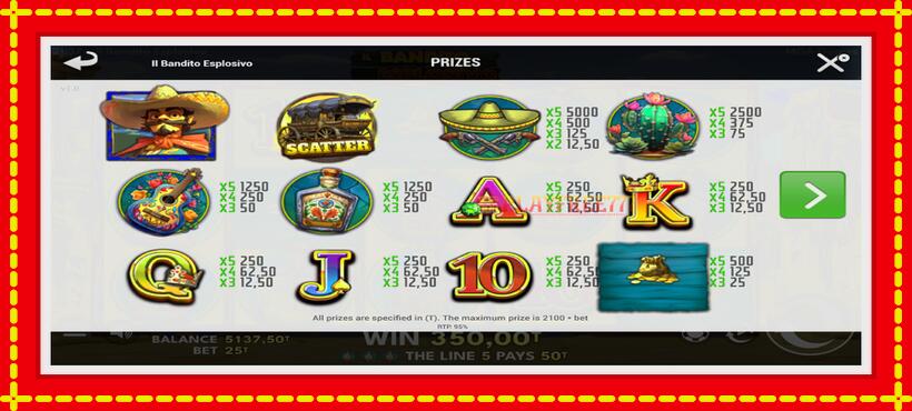 Slot machine Il Bandito Esplosivo with access to free game online, picture 5