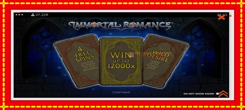 Slot machine Immortal Romance with access to free game online, picture 1