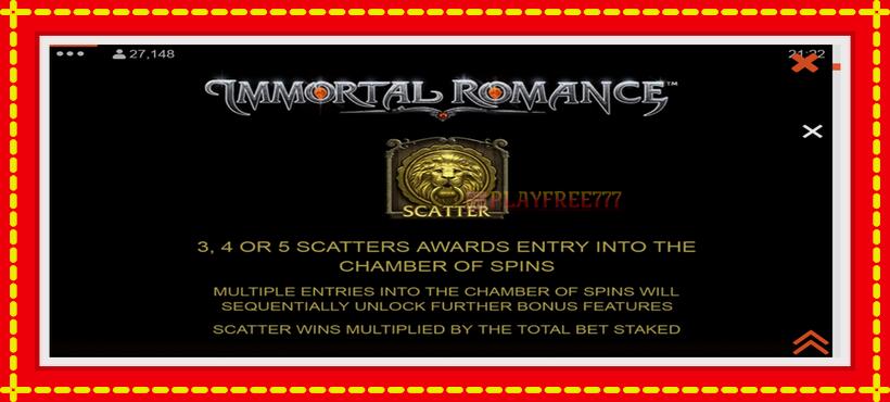 Slot machine Immortal Romance with access to free game online, picture 5