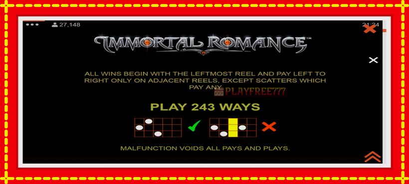 Slot machine Immortal Romance with access to free game online, picture 7