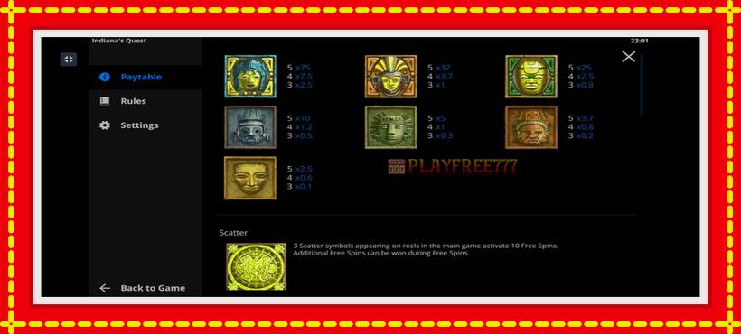 Slot machine Indiana’s Quest with access to free game online, picture 4