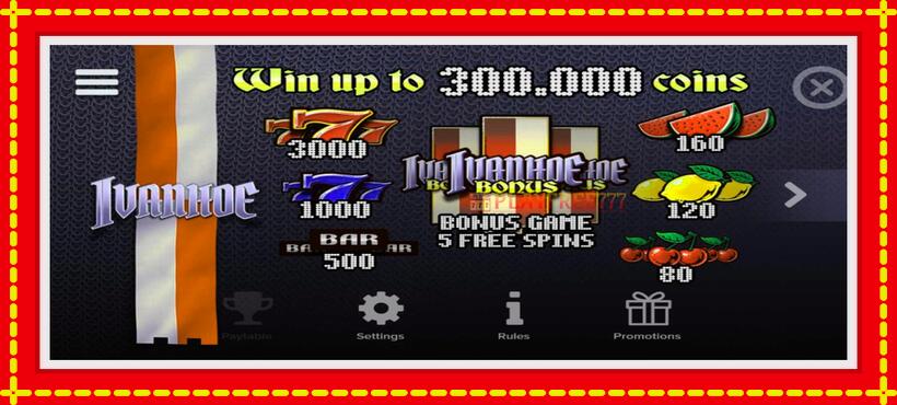 Slot machine Ivanhoe with access to free game online, picture 4