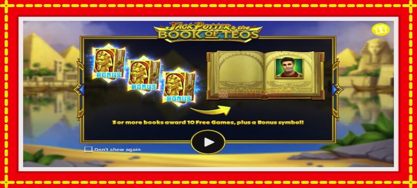 Slot machine Jack Potter & The Book of Teos with access to free game online, picture 1