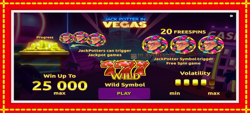 Slot machine Jack Potter in Vegas with access to free game online, picture 1