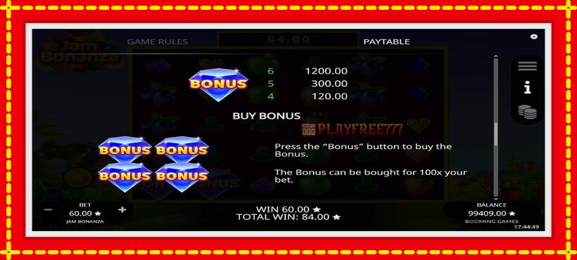 Slot machine Jam Bonanza with access to free game online, picture 6