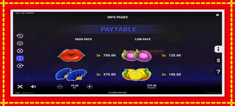 Slot machine Jazz Jam Jackpots with access to free game online, picture 6