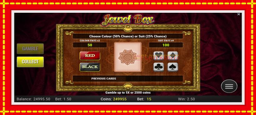 Slot machine Jewel Box with access to free game online, picture 4