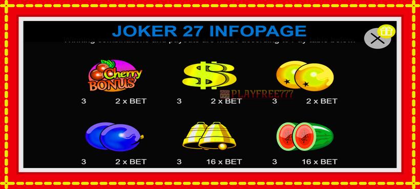 Slot machine Joker 27 with access to free game online, picture 2