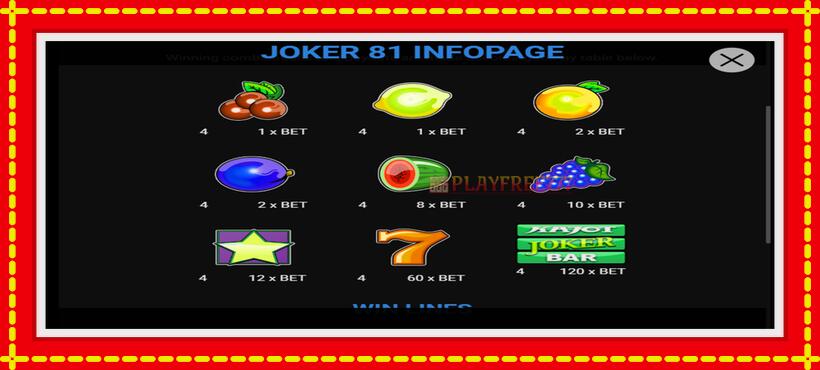 Slot machine Joker 81 with access to free game online, picture 3