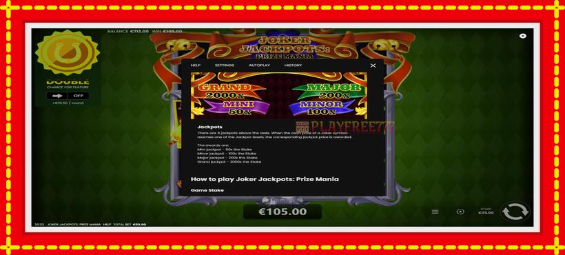 Slot machine Joker Jackpots: Prize Mania with access to free game online, picture 7