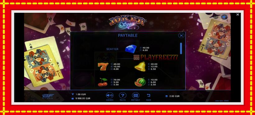 Slot machine Joker Spin with access to free game online, picture 5