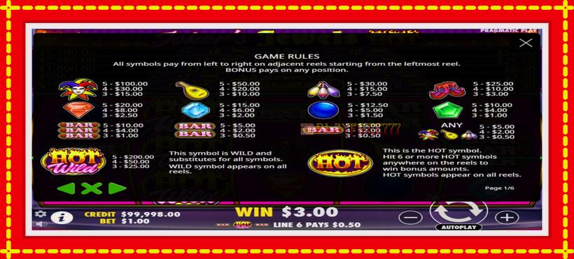 Slot machine Jokers Jewels Hot with access to free game online, picture 3