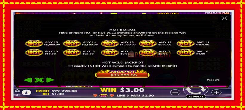 Slot machine Jokers Jewels Hot with access to free game online, picture 4