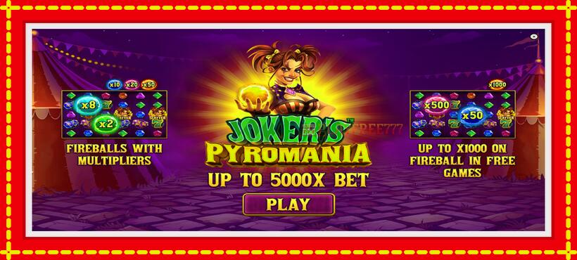 Slot machine Jokers Pyromania with access to free game online, picture 1