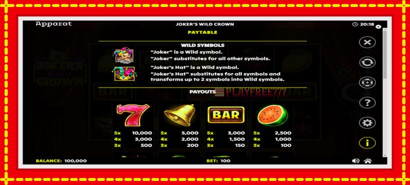 Slot machine Jokers Wild Crown Diamond Treasures with access to free game online, picture 5