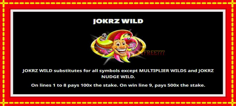 Slot machine Jokrz Wild Jackpot with access to free game online, picture 5