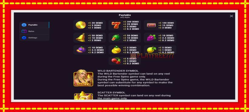 Slot machine Juicy Nights with access to free game online, picture 4