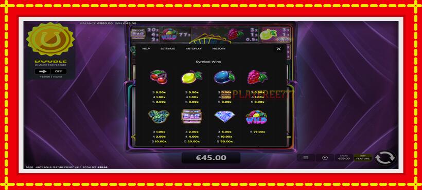 Slot machine Juicy Rolls: Feature Frenzy with access to free game online, picture 5