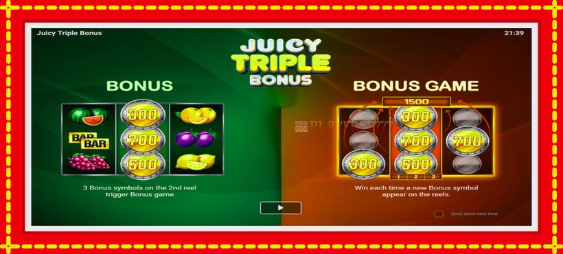 Slot machine Juicy Triple Bonus with access to free game online, picture 1