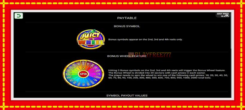 Slot machine Juicy Wheel with access to free game online, picture 5