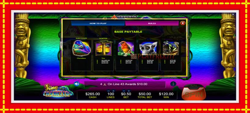 Slot machine King Chameleon with access to free game online, picture 6