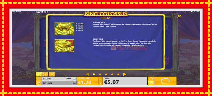 Slot machine King Colossus with access to free game online, picture 4