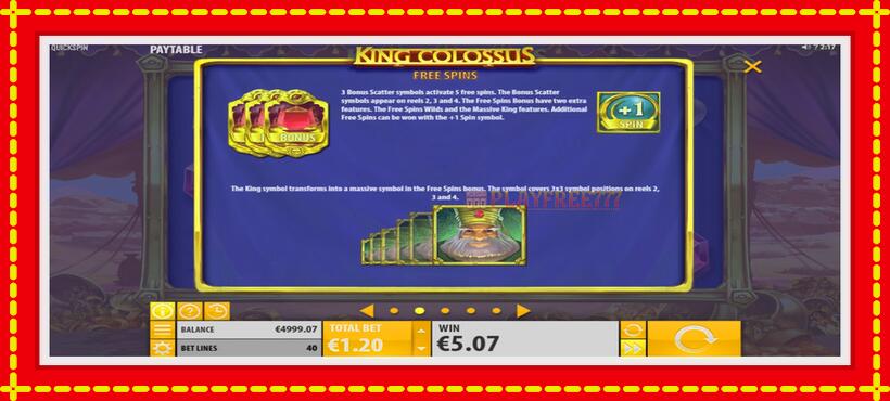 Slot machine King Colossus with access to free game online, picture 5