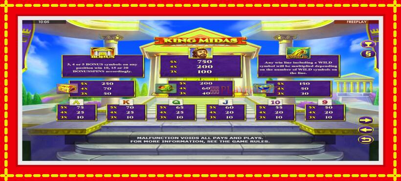 Slot machine King Midas with access to free game online, picture 4