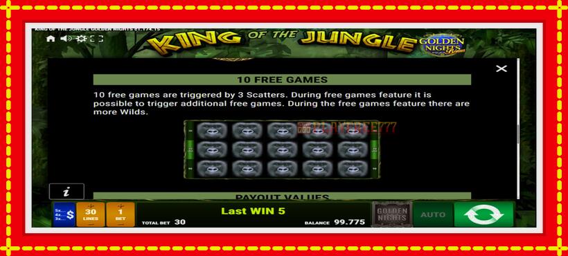 Slot machine King of the Jungle Golden Nights with access to free game online, picture 6