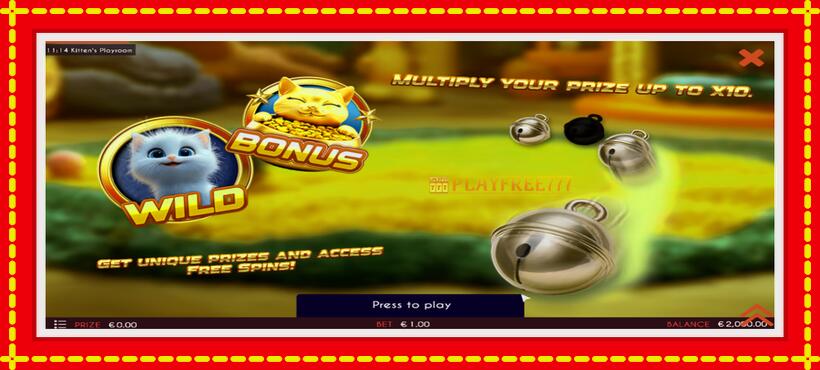 Slot machine Kittens Playroom with access to free game online, picture 1