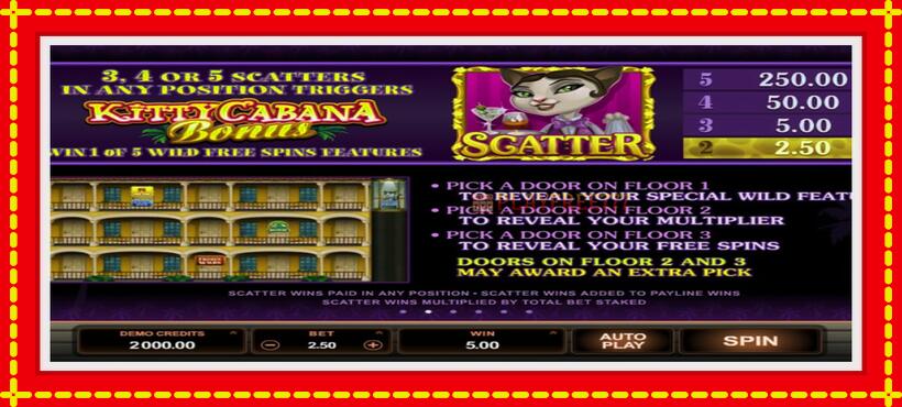 Slot machine Kitty Cabana with access to free game online, picture 6