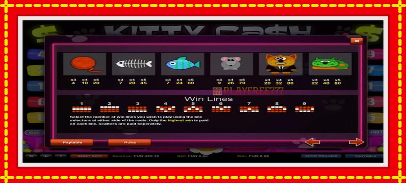 Slot machine Kitty Cash with access to free game online, picture 6