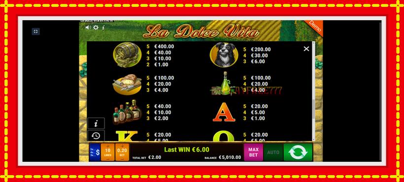 Slot machine La Dolce Vita with access to free game online, picture 6