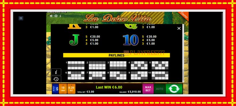 Slot machine La Dolce Vita with access to free game online, picture 7