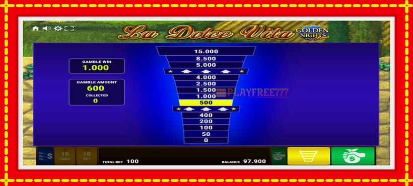 Slot machine La Dolce Vita Golden Nights with access to free game online, picture 3