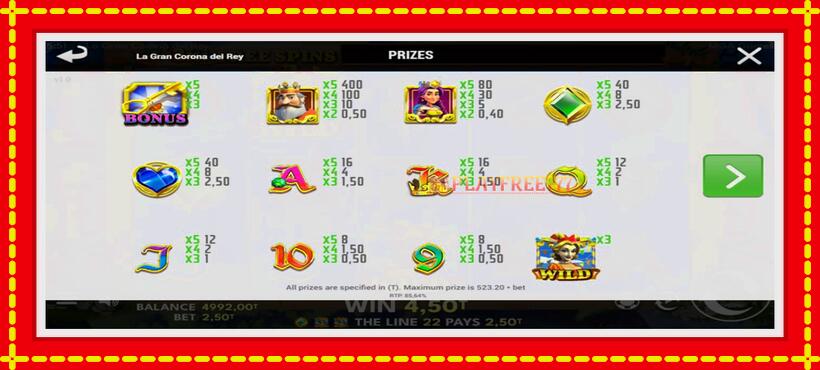 Slot machine La Gran Corona del Rey with access to free game online, picture 4