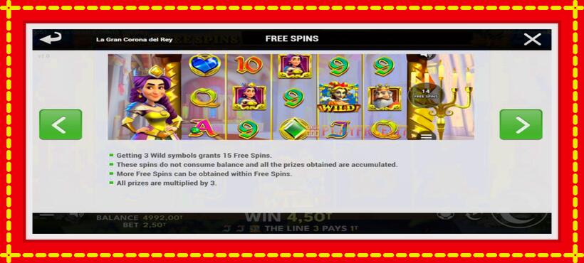 Slot machine La Gran Corona del Rey with access to free game online, picture 5