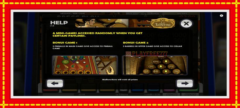 Slot machine La Taberna with access to free game online, picture 7