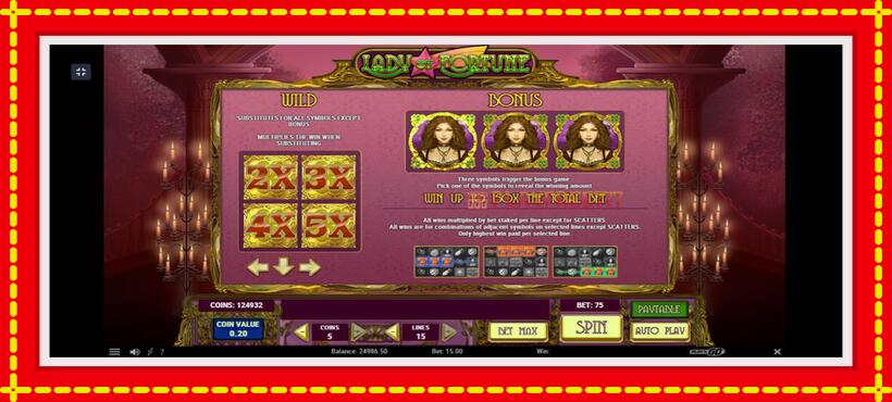 Slot machine Lady of Fortune with access to free game online, picture 5