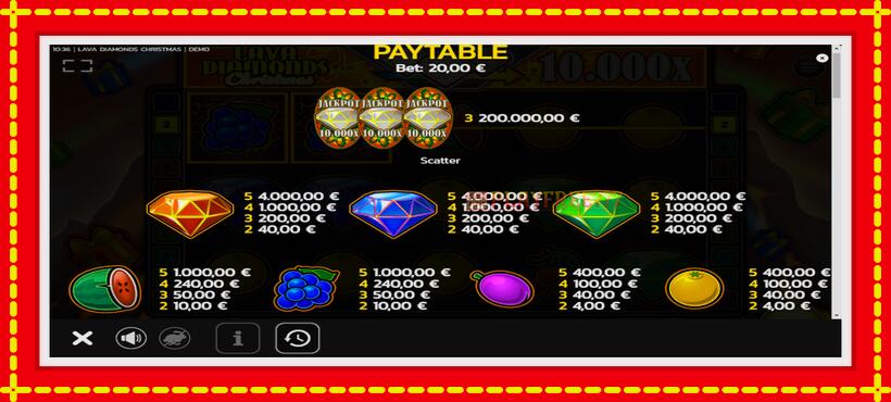 Slot machine Lava Diamonds Christmas with access to free game online, picture 5