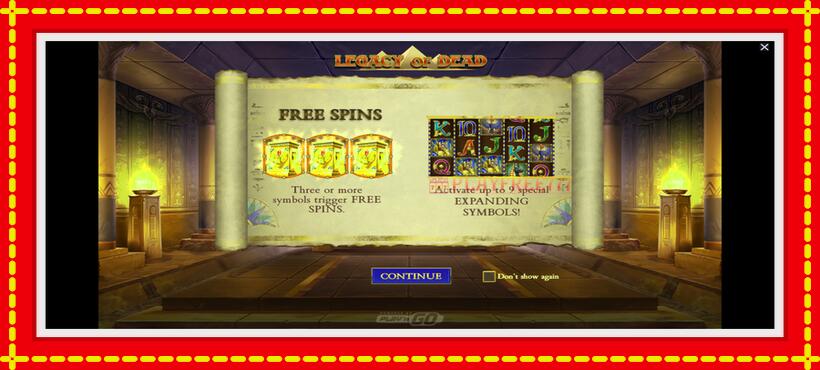 Slot machine Legacy Of Dead with access to free game online, picture 1