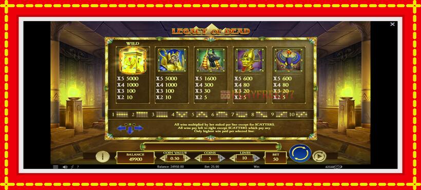 Slot machine Legacy Of Dead with access to free game online, picture 5