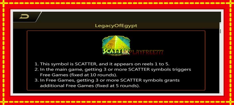 Slot machine Legacy of Egypt with access to free game online, picture 4