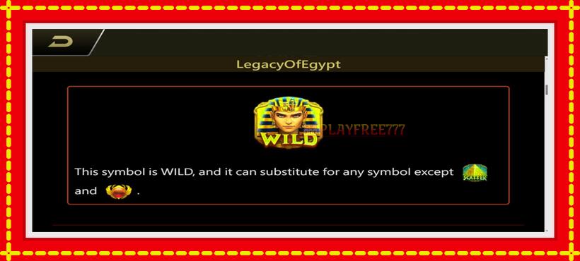 Slot machine Legacy of Egypt with access to free game online, picture 5